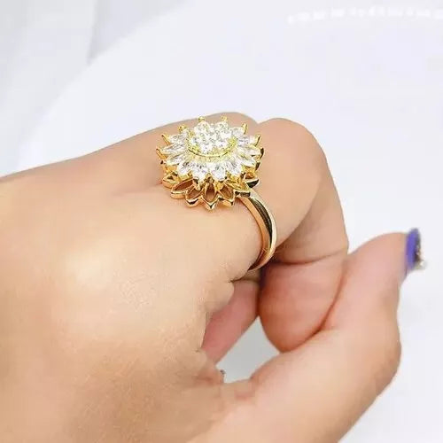Set Anillo Girasol Giratorio y Collar Anti-Estrés